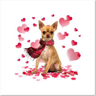 Tan Chihuahua Hearts Love Happy Valentine's Day Posters and Art